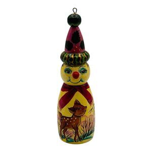 Wooden Folk Art Christmas Ornament Hand Painted From Eastern Europe 5in